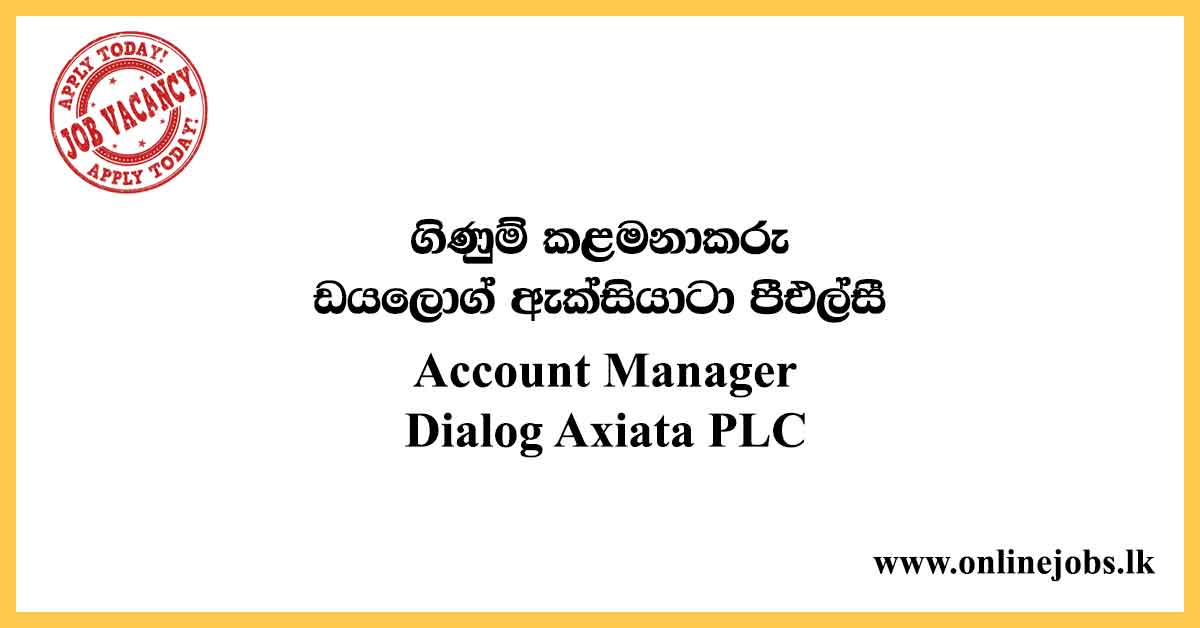 Account Manager : Dialog Vacancies 2020