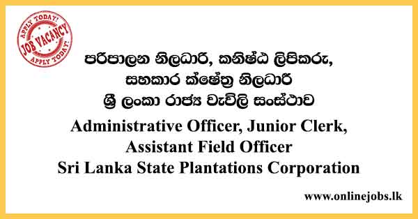 Administrative Officer, Junior Clerk, Assistant Field Officer - Sri Lanka State Plantations Corporation Vacancies 2024