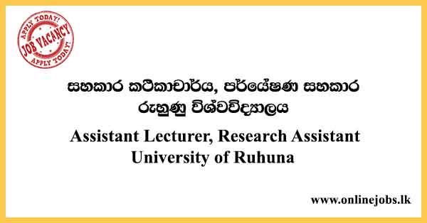 Assistant Lecturer, Research Assistant University of Ruhuna