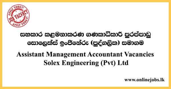 Assistant Management Accountant Vacancies Solex Engineering (Pvt) Ltd
