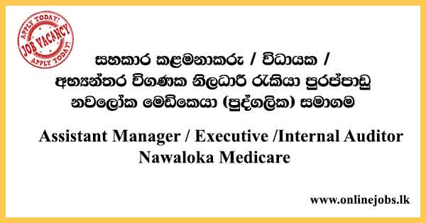Assistant Manager / Executive /Internal Auditor Officer Job Vacancies - Nawaloka Medicare (Pvt) Ltd
