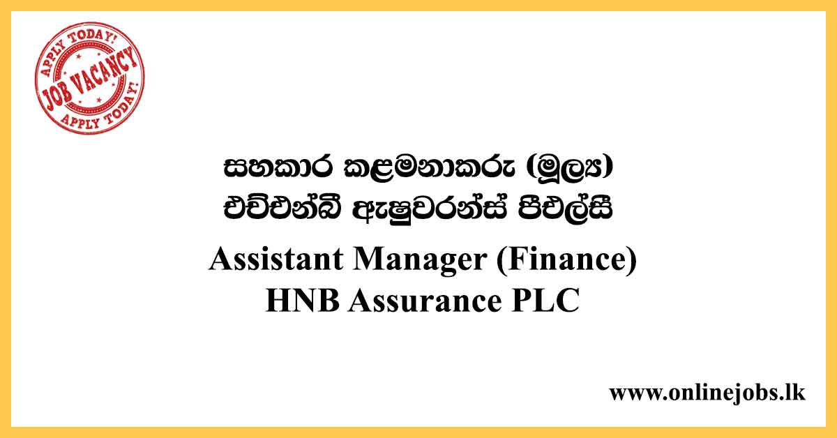 Assistant Manager (Finance) Job at HNB Assurance PLC 2020