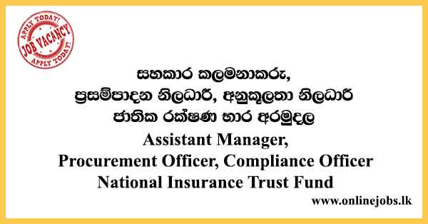 Assistant Manager, Procurement Officer, Compliance Officer - National Insurance Trust Fund