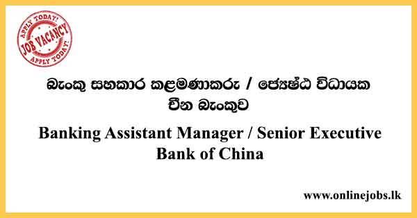Banking Assistant Manager / Senior Executive Bank of China