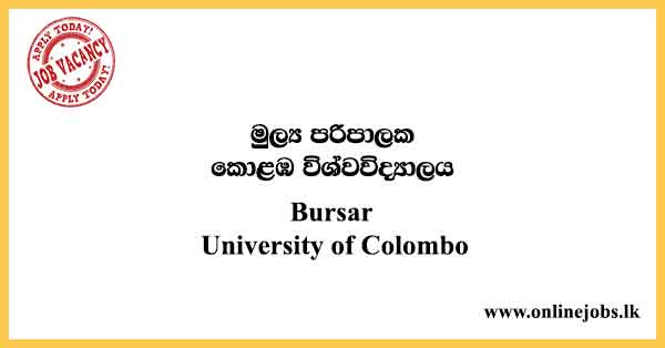 Bursar Government Jobs in Sri Lanka - University of Colombo Vacancies 2023