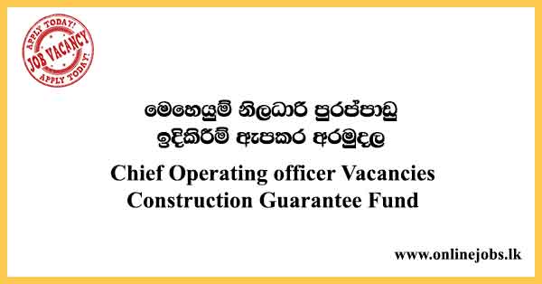 Chief Operating officer - Construction Guarantee Fund Vacancies 2023