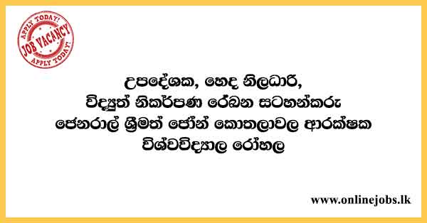 Consultant, Nursing Officer, ECG Recordist - Kotelawala Defence University Vacancies 2024