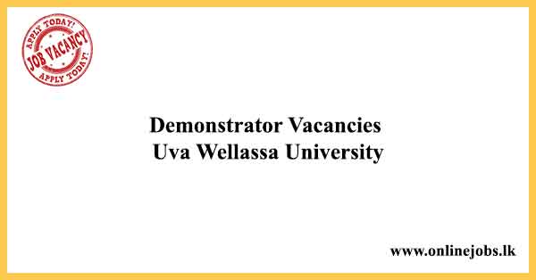 Demonstrator Vacancies Uva Wellassa University