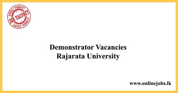 Demonstrator Vacancies Rajarata University