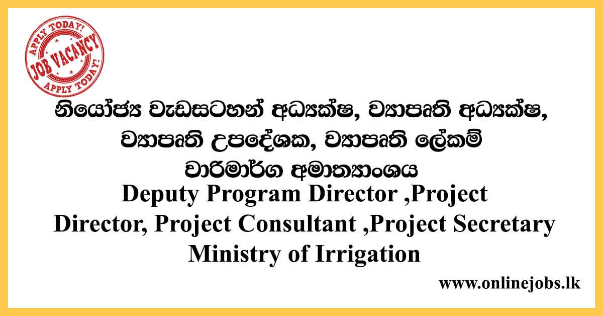 Deputy Program Director ,Project Director - Ministry of Irrigation Vacancies 2020