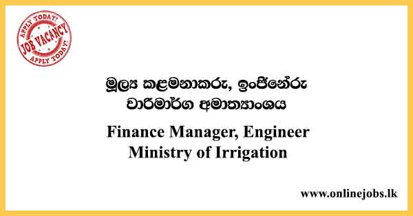 Finance Manager, Engineer - Ministry of Irrigation Vacancies 2021