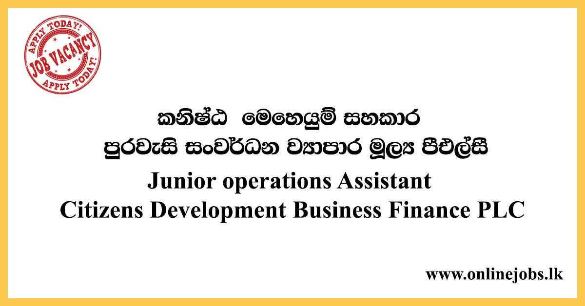 Junior operations Assistant - Citizens Development Business Finance PLC