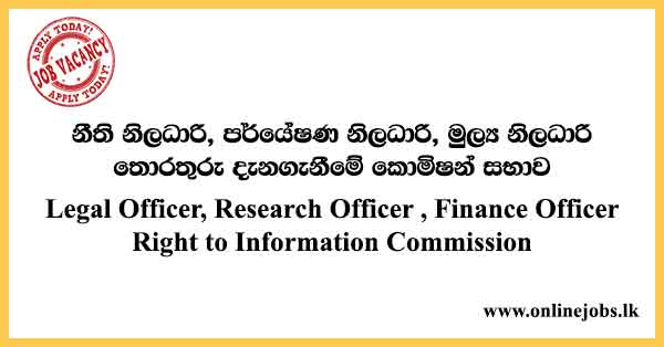 Legal Officer, Research Officer , Finance Officer - Right to Information Commission Legal Officer, Research Officer , Finance Officer - Right to Information Commission