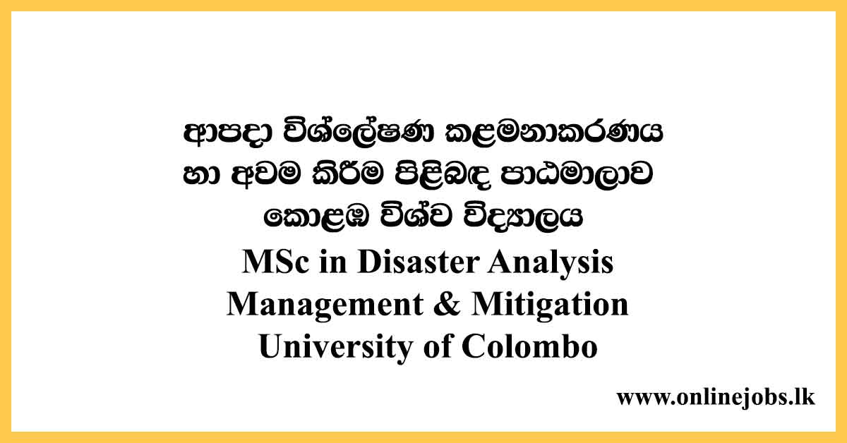 MSc in Disaster Analysis Management - University of Colombo Courses