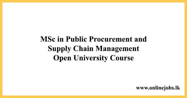 MSc in Public Procurement and Supply Chain Management 2024 - Open University Course