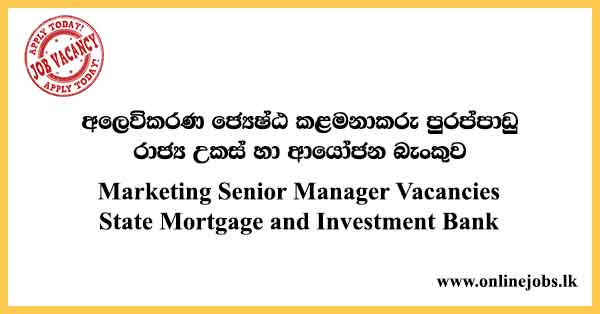 Marketing Senior Manager Vacancies State Mortgage and Investment Bank
