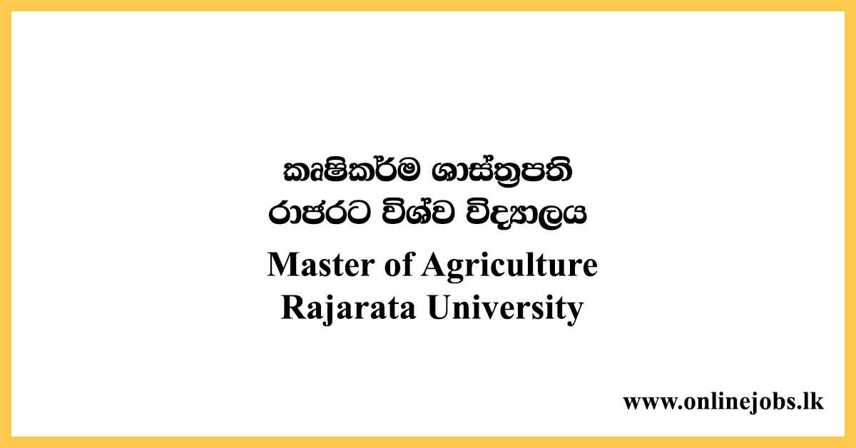Master of Agriculture - Rajarata University Courses