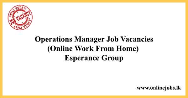 Operations Manager Online Work From Home Job Vacancies