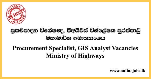 Procurement Specialist, GIS Analyst Vacancies Ministry of Highways