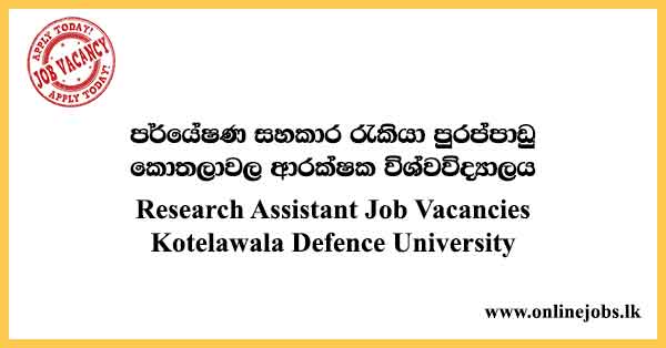 Research Assistant Job Vacancies Kotelawala Defence University