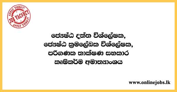 Senior Data Analyst, Senior Programmer Analyst, Computer Technical Assistant - Ministry of Agriculture Job Vacancies 2024