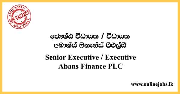 Senior Executive / Executive - Abans Finance Job Vacancies 2024