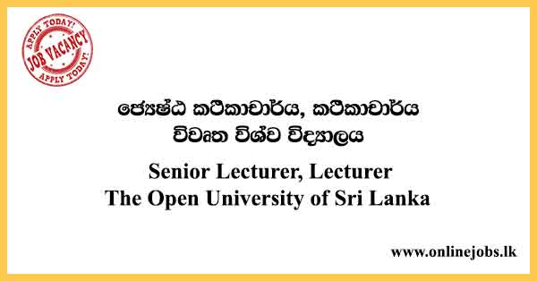 Senior Lecturer, Lecturer The Open University of Sri Lanka