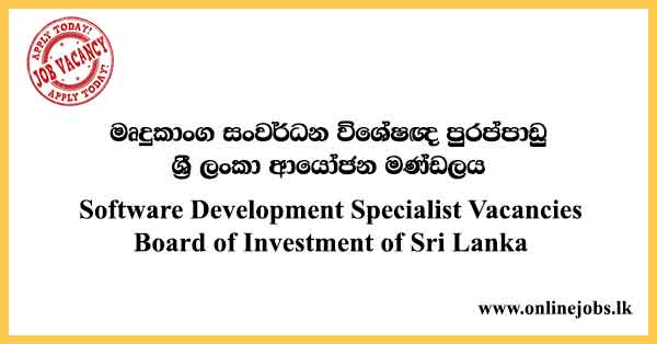 Senior Software Development Specialist - Board of Investment of Sri Lanka Vacancies 2021
