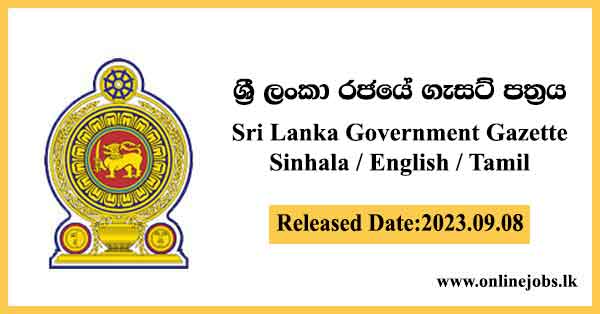 Sri Lanka Government Gazette 2023 September 8 Sinhala English Tamil