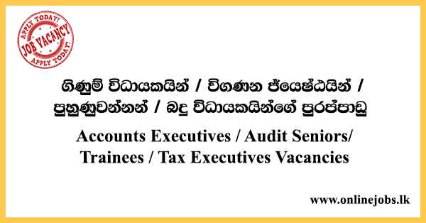 Accounts Executives / Audit Seniors/Trainees / Tax Executives Vacancies 2021
