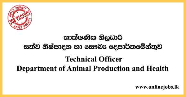 Technical Officer Department of Animal Production and Health