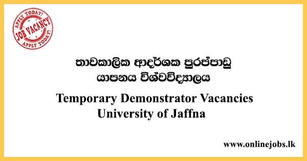 Temporary Demonstrator Vacancies University of Jaffna