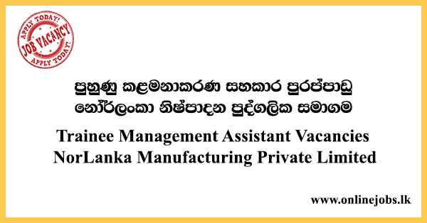 Trainee Management Assistant Vacancies NorLanka Manufacturing Private Limited