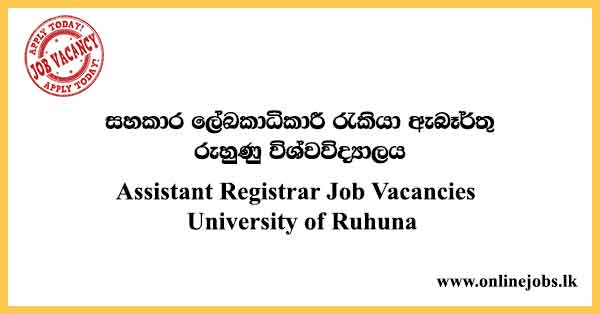 Assistant Registrar Job Vacancies University of Ruhuna