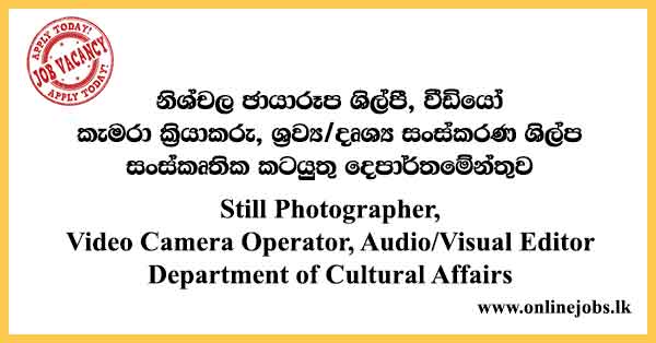 Still Photographer, Video Camera Operator, Audio/Visual Editor - Department of Cultural Affairs